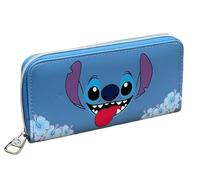 Portafoglio Stitch Donna con Zip Portafoglio Lungo Blu con 12 Porta Carte 2 Scomparti Banconote e Tasca Monete 10 x 19 x 2 cm Idea Regalo Lilo & Stitch Disney