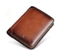 Portafoglio Strato superiore in pelle bovina Pieno pelle dentro e fuori Trifold Morbido Uomini Spazzola antifurto Slot multi-card ultra sottile Portafoglio corto multifunzione Di più, Pelle di