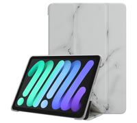 Cadorabo Custodia per tablet compatibile con Apple iPad MINI 6 (8.3 Pollici) - Design Marmo Bianco - Coperchio protettivo ultra sottile in silicone TPU flessibile con funzione stand