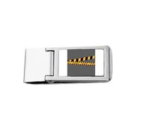 Portafoglio tascabile con strisce nere e gialle Erro Warning Line Slim Money Clip in acciaio inox