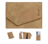 Portafoglio Tascabile Personalizzato, Card Holder RFID Magnetico Smartphone, Wallet Sottile Compatto Fino a 6 Schede e Banconote, Idea Regalo Compleanno Uomo Donna (Marrone Chiaro, Easy Icon)