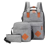 Portafoglio Tattico Per Gli Uomini Studente Mens borsa tinta unita tre pezzi computer business bag spalla casual corrispondenza Incollare Sul Portafoglio Per La Cassa Del Telefono Con Cinghia, grigio