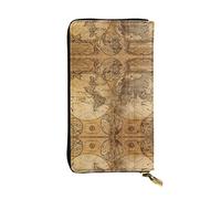 Portafoglio tenuto in mano lungo delle donne del raccoglitore del cuoio del modello del leopardo per lo stoccaggio della moneta del, Mappa del mondo., Taglia unica