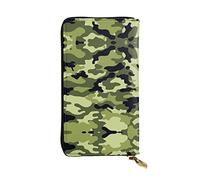 Portafoglio tenuto in mano lungo delle donne del raccoglitore del cuoio del modello del leopardo per lo stoccaggio della moneta del, Verde mimetico., Taglia unica