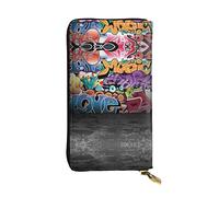 Portafoglio tenuto in mano lungo delle donne del raccoglitore del cuoio del modello del leopardo per lo stoccaggio della moneta del, Graffiti Hip Hop, Taglia unica