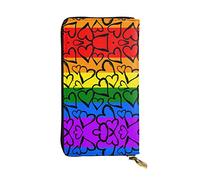 Portafoglio tenuto in mano lungo delle donne del raccoglitore del cuoio del modello delle strisce del cavallo per la carta di credito cont, Modello Arcobaleno Orgoglio Gay, Taglia unica