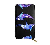 Portafoglio tenuto in mano lungo delle donne del raccoglitore del cuoio giallo del limone per la carta di credito contanti moneta, Orca Killer Whale, Taglia unica
