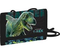 Portafoglio tessile per bambini con motivo dinosauro e chiusura a strappo