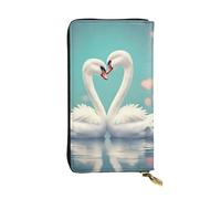Portafoglio The Swan in Love, portafoglio con cerniera da donna, portafoglio lungo da donna, portafoglio organizer multi-carta, portafoglio && Clutch, Nero , Taglia unica
