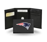 Portafoglio Tri-Fold In Pelle Nera Con Logo Ricamato Dei New England Patriots