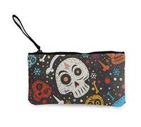 Portafoglio unisex, Canvas Coin Purse Day Of The Dead Colorful Mexican Skull Customs Zipper Pouch Wallet For Cash Bank Car Passport