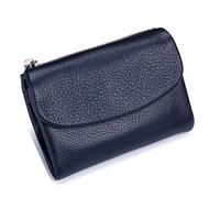 Portafoglio unisex in pelle di ciottoli, piccoli portafogli da donna, portamonete in vera pelle morbida, pochette con porta carte di credito, portamonete e scomparti per contanti, Blu 3, 3.9" x 1.6" x