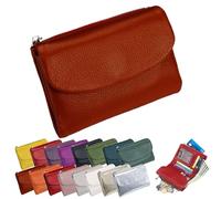 Portafoglio Unisex In Pelle Martellata, Portamonete Corto In Vera Pelle Per Monete E Carte, Piccolo Portafoglio Compatto A Due Ante Con Porta Carte Di Credito, Pochette Organizer Da 13,5 Cm (I)