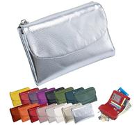 Portafoglio Unisex In Pelle Martellata, Portamonete Corto In Vera Pelle Per Monete E Carte, Piccolo Portafoglio Compatto A Due Ante Con Porta Carte Di Credito, Pochette Organizer Da 13,5 Cm (P)