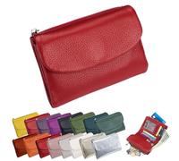 Portafoglio Unisex In Pelle Martellata, Portamonete Corto In Vera Pelle Per Monete E Carte, Piccolo Portafoglio Compatto A Due Ante Con Porta Carte Di Credito, Pochette Organizer Da 13,5 Cm (B)