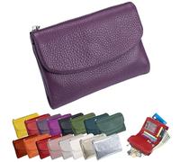 Portafoglio Unisex In Pelle Martellata, Portamonete Corto In Vera Pelle Per Monete E Carte, Piccolo Portafoglio Compatto A Due Ante Con Porta Carte Di Credito, Pochette Organizer Da 13,5 Cm (C)