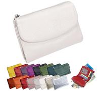 Portafoglio Unisex In Pelle Martellata, Portamonete Corto In Vera Pelle Per Monete E Carte, Piccolo Portafoglio Compatto A Due Ante Con Porta Carte Di Credito, Pochette Organizer Da 13,5 Cm (N)