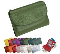 Portafoglio Unisex In Pelle Martellata, Portamonete Corto In Vera Pelle Per Monete E Carte, Piccolo Portafoglio Compatto A Due Ante Con Porta Carte Di Credito, Pochette Organizer Da 13,5 Cm (F)