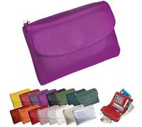 Portafoglio Unisex In Pelle Martellata, Portamonete Corto In Vera Pelle Per Monete E Carte, Piccolo Portafoglio Compatto A Due Ante Con Porta Carte Di Credito, Pochette Organizer Da 13,5 Cm (D)