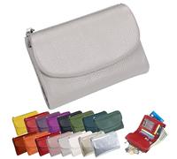 Portafoglio Unisex In Pelle Martellata, Portamonete Corto In Vera Pelle Per Monete E Carte, Piccolo Portafoglio Compatto A Due Ante Con Porta Carte Di Credito, Pochette Organizer Da 13,5 Cm (M)