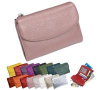 Portafoglio Unisex In Pelle Martellata, Portamonete Corto In Vera Pelle Per Monete E Carte, Piccolo Portafoglio Compatto A Due Ante Con Porta Carte Di Credito, Pochette Organizer Da 13,5 Cm (L)