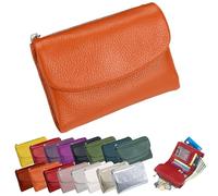 Portafoglio Unisex In Pelle Martellata, Portamonete Corto In Vera Pelle Per Monete E Carte, Piccolo Portafoglio Compatto A Due Ante Con Porta Carte Di Credito, Pochette Organizer Da 13,5 Cm (J)