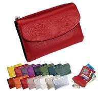Portafoglio Unisex In Pelle Martellata, Portamonete Corto In Vera Pelle Per Monete E Carte, Piccolo Portafoglio Compatto A Due Ante Con Porta Carte Di Credito, Pochette Organizer Da 13,5 Cm (K)