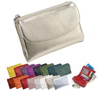 Portafoglio Unisex In Pelle Martellata, Portamonete Corto In Vera Pelle Per Monete E Carte, Piccolo Portafoglio Compatto A Due Ante Con Porta Carte Di Credito, Pochette Organizer Da 13,5 Cm (O)