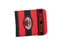 Portafoglio Uomo - A.C. MILAN Calcio, Nero Rosso - Apertura con Elastico -Portamonete con Chiusura Magnetica - Multi Scomparti Interni - Portafoglio Bambino - Squadre Calcio Serie A - Tifoso Milanista