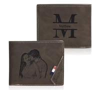 Portafoglio Uomo Personalizzato Portafoglio Foto con Nome RFID Portafoglio Uomo Slim Porta Carte di Credito Regali di Festa del papà Natale San Valentino Compleanno (A-Marrone)
