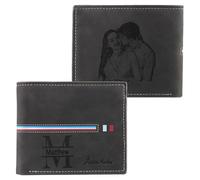 Portafoglio Uomo Personalizzato Portafoglio Foto con Nome RFID Portafoglio Uomo Slim Porta Carte di Credito Regali di Festa del papà Natale San Valentino Compleanno (B-ferroso)