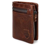 Portafoglio Uomo Piccolo in Vera Pelle, YumSur Portamonete Carte di Credito con Blocca RFID, Trifold Sottile Porta Carte,Slim Retro Marrone Wallet Miglior Regalo per Uomini Padre Confezione Regalo