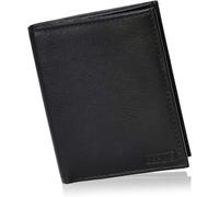 Portafoglio Uomo Slim Nero - 100% Pelle - Piccolo Sottile - Porta Soldi E Carte