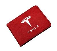 Portafoglio Uomo Slim per Tesla Model S 2012-2020, Portafoglio Uomo in Pelle Porta Carte di Credito Piccolo Porta Tessere per Libretto di Immatricolazione Accessori per Auto,Red