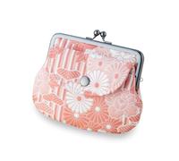 Portafoglio vintage con chiusura a bacio floreale e portamonete, realizzato in Giappone, da donna, FUKURE Weave Retro fiore - Rosa, Retro