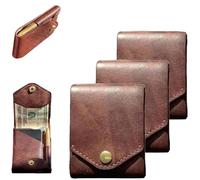 Portafoglio vintage in pelle fatto a mano, portafoglio multifunzione in pelle fatto a mano per uomo, portafogli compatti per contanti portafogli da uomo sottili, Marrone C * 3, Taglia unica, Classico