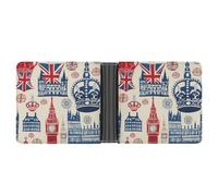 Portafoglio vintage Inghilterra Londra Big Ben rosso blu corona bifold in pelle sottile porta carte di credito carino borsa, Stile:, Taglia unica