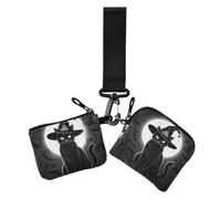 Portafoglio vintage spaventoso per Halloween, gatto nero, cappello da strega, luna, da donna