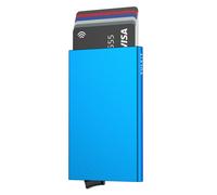 Portafoglio VULKIT Pop Up, sottile e minimalista, porta carte di credito per uomo e donna, con protezione RFID, mini custodia in metallo, blu