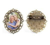 Portafoto Bouquet Matrimonio Personalizzato - Spilla Foto Ricordo Personalizzata per Sposa, Sposo & Famiglia, Boutonnière Commemorativa Regalo per Madre Padre Donne Uomini Amato