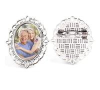 Portafoto Bouquet Matrimonio Personalizzato - Spilla Foto Ricordo Personalizzata per Sposa, Sposo & Famiglia, Boutonnière Commemorativa Regalo per Madre Padre Donne Uomini Amato