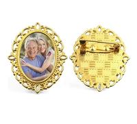 Portafoto Bouquet Matrimonio Personalizzato - Spilla Foto Ricordo Personalizzata per Sposa, Sposo & Famiglia, Boutonnière Commemorativa Regalo per Madre Padre Donne Uomini Amato