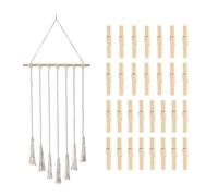 Portafoto da 1 pezzo e 30 clip in legno, foto da appendere alla parete, decorazione boho, decorazione da parete con foto, accessori per la casa, decorazione da appendere, decorazione della stanza