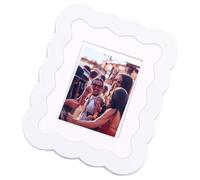 Portafoto da tavolo, bordo ondulato, 7,6 cm, ABS PP, bianco | Cornice con supporto posteriore, supporto da parete, per piccoli spazi