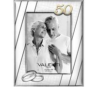CORNICE PORTAFOTO ANNIVERSARIO MATRIMONIO NOZZE D'ORO 50° IN ARGENTO VALENTI 13X18 CM