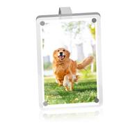 Portafoto magnetico in acrilico trasparente bifacciale con clip adesiva e supporto in metallo per visiera auto o frigorifero cornice magnetica resistente per display orizzontale o verticale9x6 cm