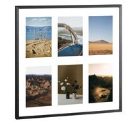Navaris Portafoto da Parete Multiplo 6 Foto 10x15 cm - Cornice Multipla da Muro - Porta Foto da Appendere Nero Moderno Vetro Alluminio - Collage Foto