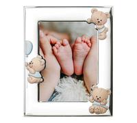 Portafoto Valenti Argenti 13x18 Orsetti Celesti a Rilievo Nascita Made in Italy