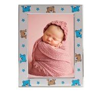 Portafoto Valenti Argenti Neonato 13x18 Orsetti Blu Stelle Nascita Made in Italy