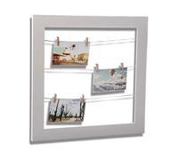 Portafoto Versa Topeka, Cornice decorativa per foto da tavolo o da appendere, Misure (A x L x L) 40 x 5 x 40 cm, Legno MDF, Colore bianco